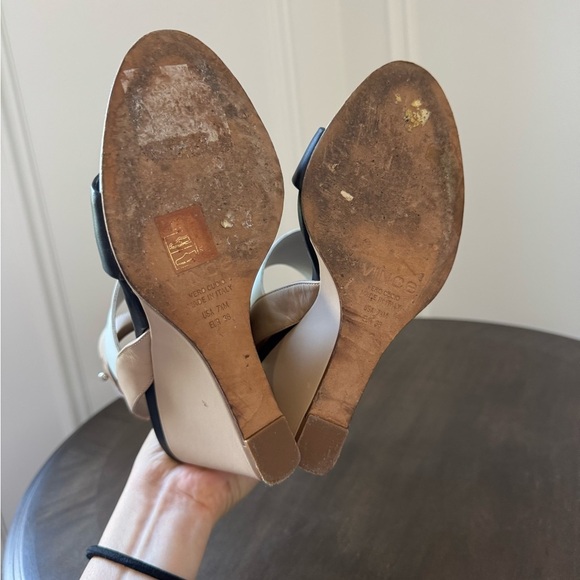 VINCE Kyra Wedge Sandal - Black/White/Natural - Size 7.5 - GUC+ - Picture 8 of 10